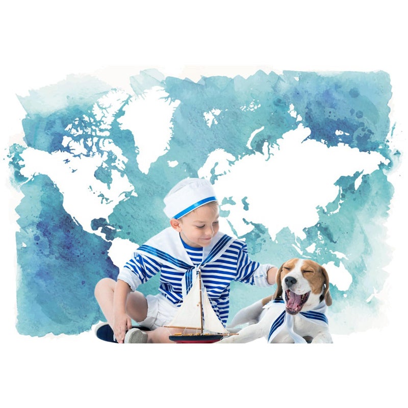 Baocicco 8x6.5ft Map Backdrop Marine Theme Treasure Hunt Backdrop World Map Photo Background Wallpaper Decor Boy's Birthday Party Boy Man Artistic Portrait Navigation Theme Studio Video Prop - Image 3